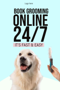 Turquoise Pet Grooming Services Poster Template