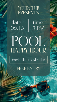 Turquoise Modern & Minimal Pool Party Instagram Story Ad template