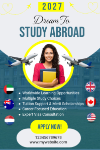 Turquoise Modern & Minimal Study Abroad Poster Iphosta template