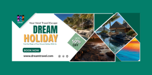 Turquoise Modern & Minimal Travel Promotion Eventbrite Banner template