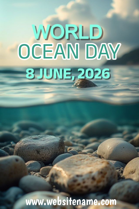 Turquoise modern & minimal world ocean day poster Template | PosterMyWall