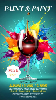 Turquoise Paint and Sip Event Instagram Story Video template