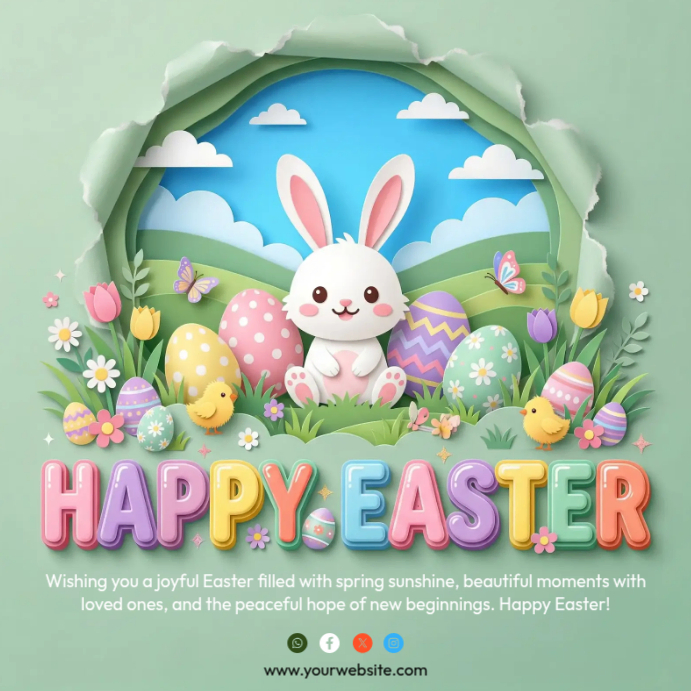 Turquoise pastel easter celebration square Template | PosterMyWall