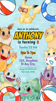 Turquoise Pokemon Birthday Party Instagram Story Indaba yaku-Instagram template