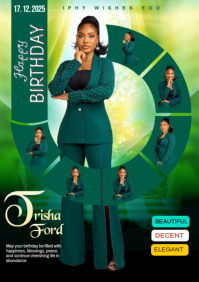 Turquoise Professional Birthday Celebration A4 template