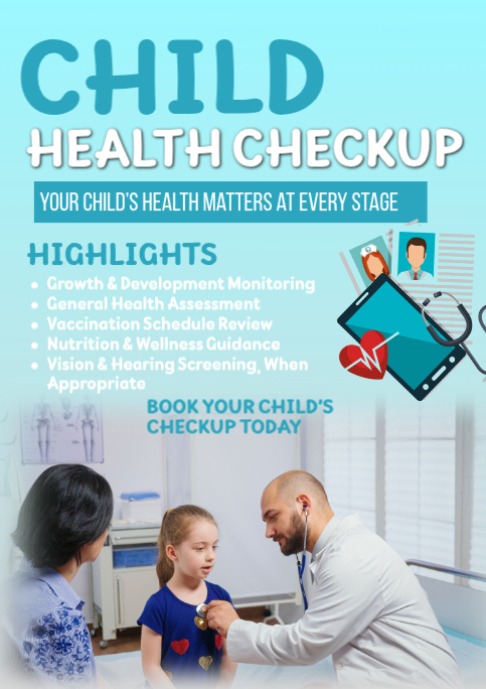 Turquoise Professional Child Health Checkup A2 Template | PosterMyWall