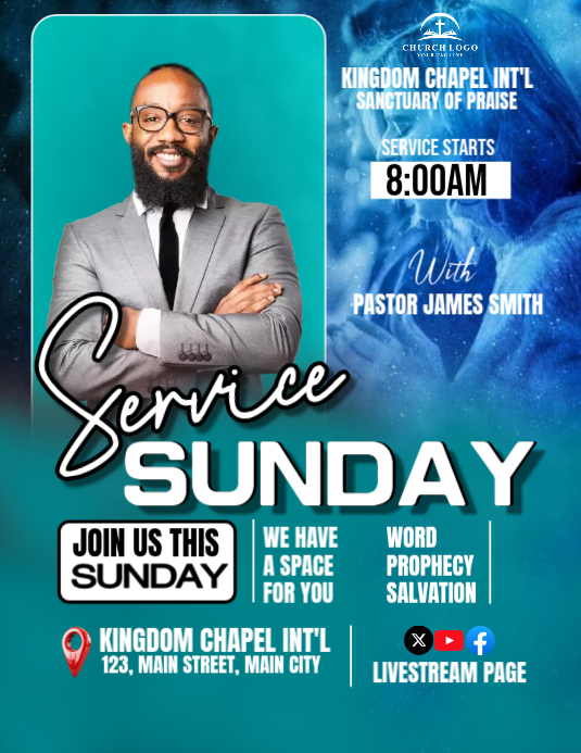 Church Service Promotion Flyers Template | PosterMyWall