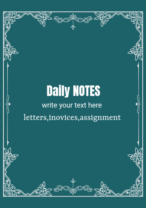 Turquoise Professional Daily Notes A4 Template | PosterMyWall