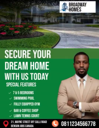 蓝绿色 Real Estate Promotion Flyer Template