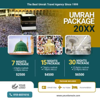 สีเทอร์ควอยซ์ Umrah Travel Package Publicación de Instagram Template