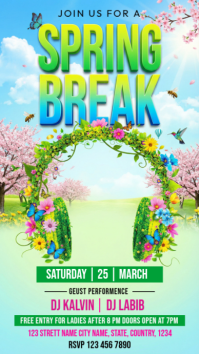 Turquoise Spring Break Party Instagram Story template