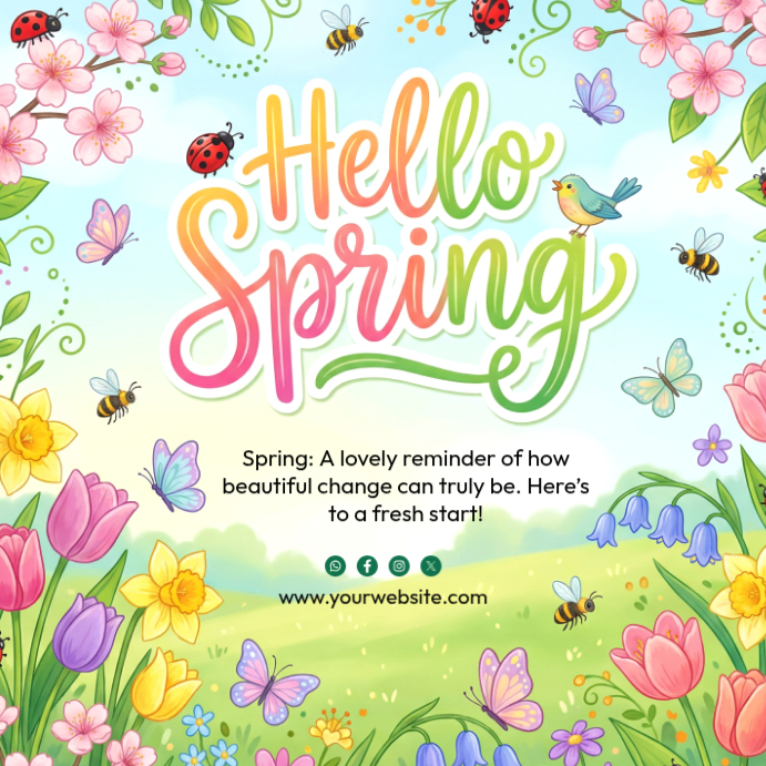 Turquoise spring season square Template | PosterMyWall