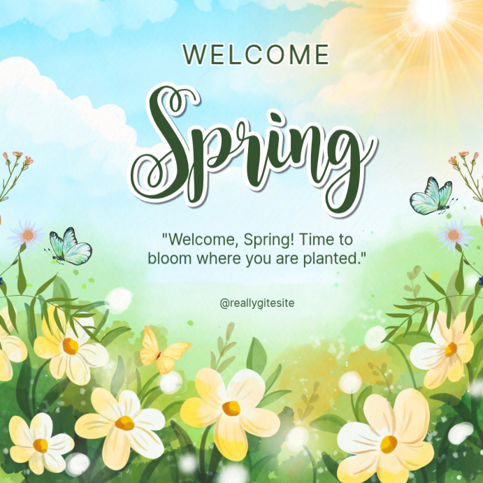 Turquoise Spring Welcome Instagram Post Template | PosterMyWall