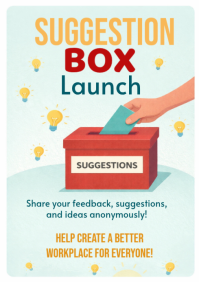 Turquoise Suggestion Box Launch A4 template