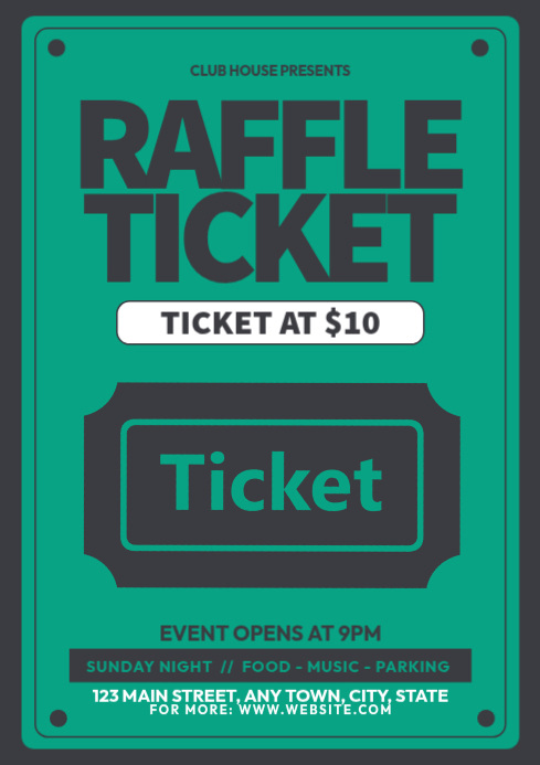 Turquoise Raffle Ticket Plantilla de Turquoise Typographic Raffle Ticket A4 | PosterMyWall