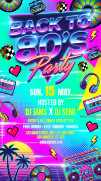 Turquoise Vintage 80s Party Instagram Story template