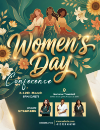Turquoise Women's Day Conference Flyer Folheto (US Letter) template