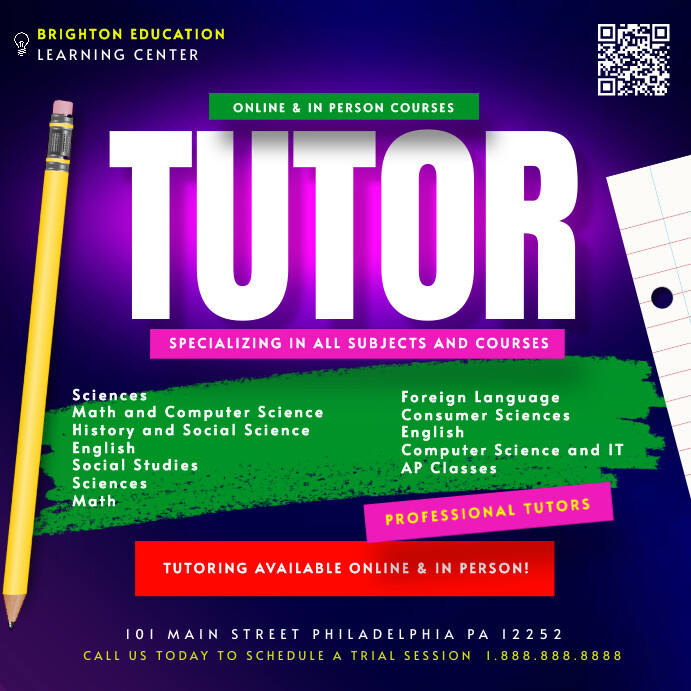 Tutor Template | PosterMyWall