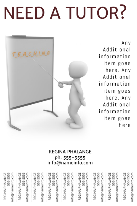Tutor Printable Flyer Template With Tear Off Tabs Postermywall