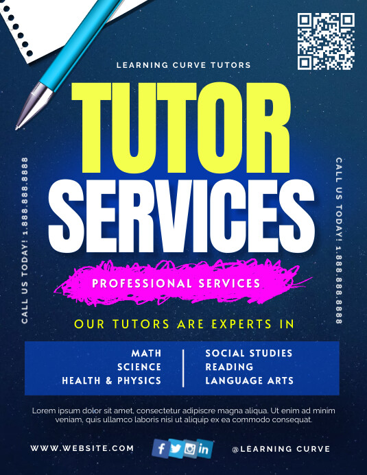 Tutorial Service Offered Tutor Services Template | PosterMyWall