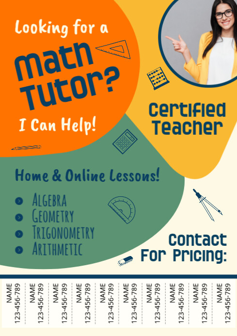 tutoring flyer template math A4