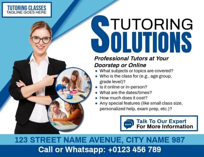 Tutor Copy Copy of Tutoring Solution | PosterMyWall