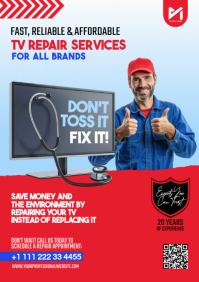 Modern and Minimal TV Repair Services Professional Business Flyer A4 template