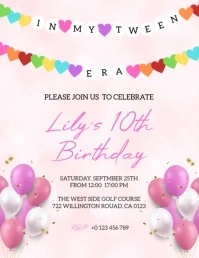 Tween Era Birthday party invitation design te Flyer (US Letter) template