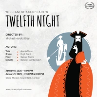 Twelfth Night Shakespeare Post Instagram-opslag template