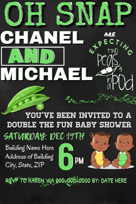 Twin Baby Shower Party Invitation Template Postermywall