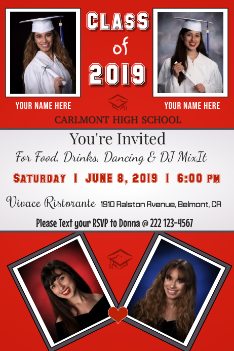 Twin Graduation Invitation Template Postermywall