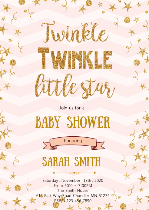 Twinkle Twinkle Baby Shower Invitation Template Postermywall