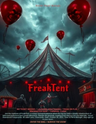 Twisted creepy carnival freakshow Halloween circus flyer design template Pamflet (Letter AS)