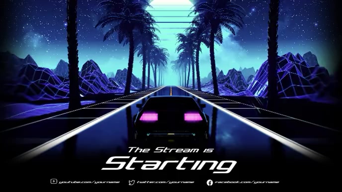Twitch Retrowave Overlay Digitalt display (16:9) template