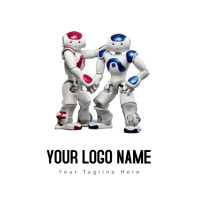 Two Blue And Red Robot Figure Logo Logotipo template