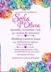 Two Girls Wedding Invitation A6 template