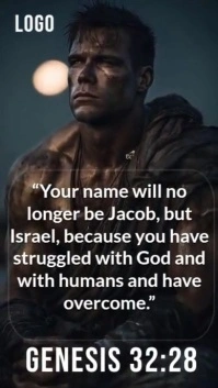 Typographic “genesis 32:28 – Jacob Wrestles With God And Overcomes” Digital Display (9:16) template