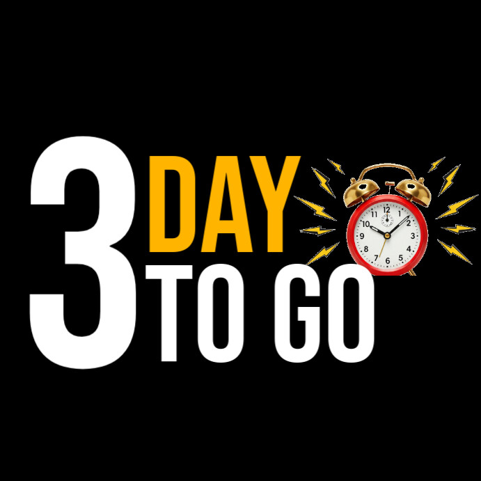 Typographic 3 Days To Go Timer Design Instagram Post template