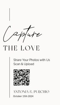 Typographic Black And White Capture The Love Scan & Upload Printable Wedding Sign Card 2024 2025 202 Визитная карточка template