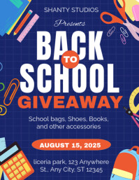 Typographic Blue Colorful Illustrative Back To School Flyer Flyer (us Letter) template