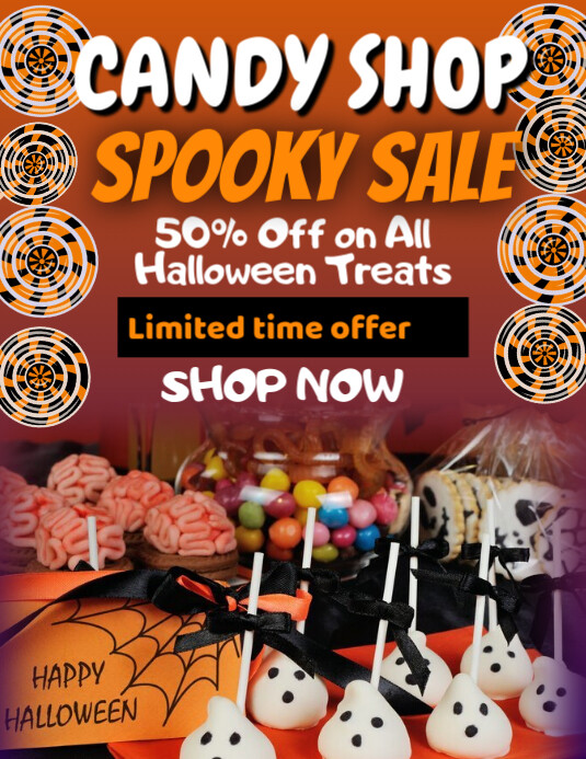 Typographic Candy Shop Spooky Sale Flyer (us Letter) template