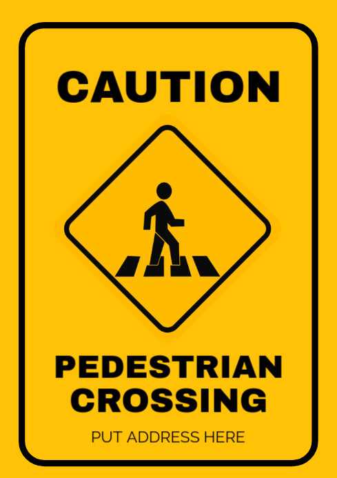 Typographic Caution And Pedestrian Crossing Warning Posts A4 template