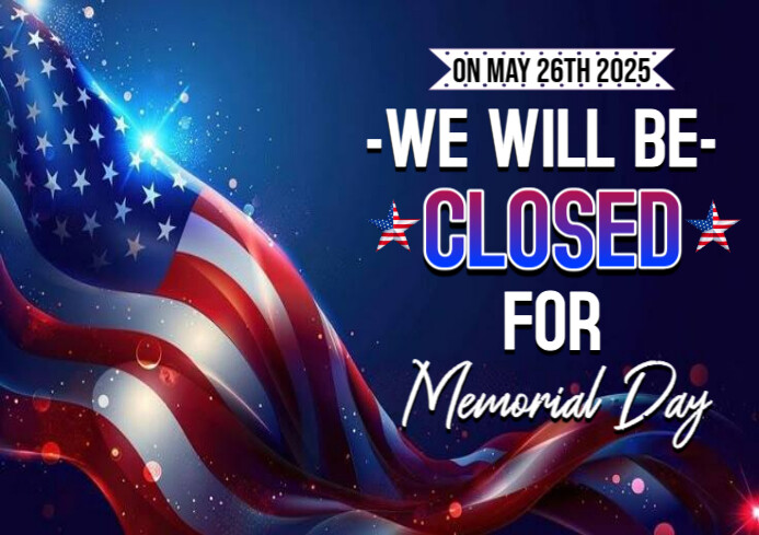 Typographic Closed For Memorial Day A4 template