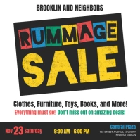 Typographic Colorful Rummage Sale Logo Instagram Post Ad template