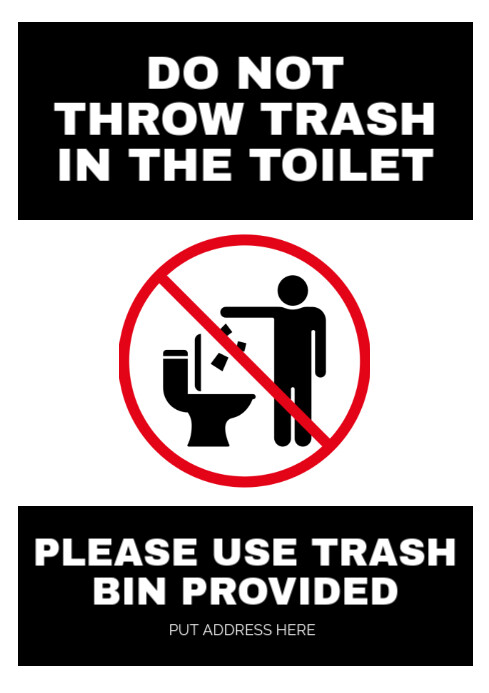 Typographic Do Do Throw Trash In The Toilet  A4 template