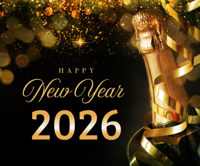 Typographic Elegant Happy New Year 2025 Flyer Luxury Black And Gold