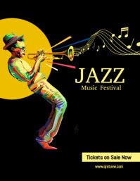 Czarny Typographic Event/entertainment/performance/sound/band/festival/musician/saxophone/instrument/musica Flyer Template