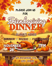 Typographic Friendsgiving Dinner Invitation Fall Gathering Design Template  Poster/wallboard Póster/Tablero