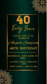 Typographic Golden Birthday Invitation Template Digital Display (9:16)