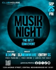 Typographic Gradient Musik Night EDM Party Flyer Template Instagram Portrait Ad